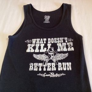 What doesn’t kill me black tank top